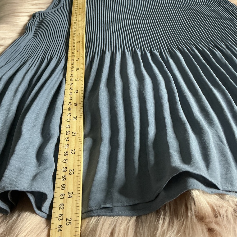 Adrianna Papell Slate Blue Pleated Blouse size S - Picture 5 of 7